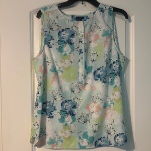 Talbots Floral Sleeveless Shell Blouse - Blue, Green, Pink